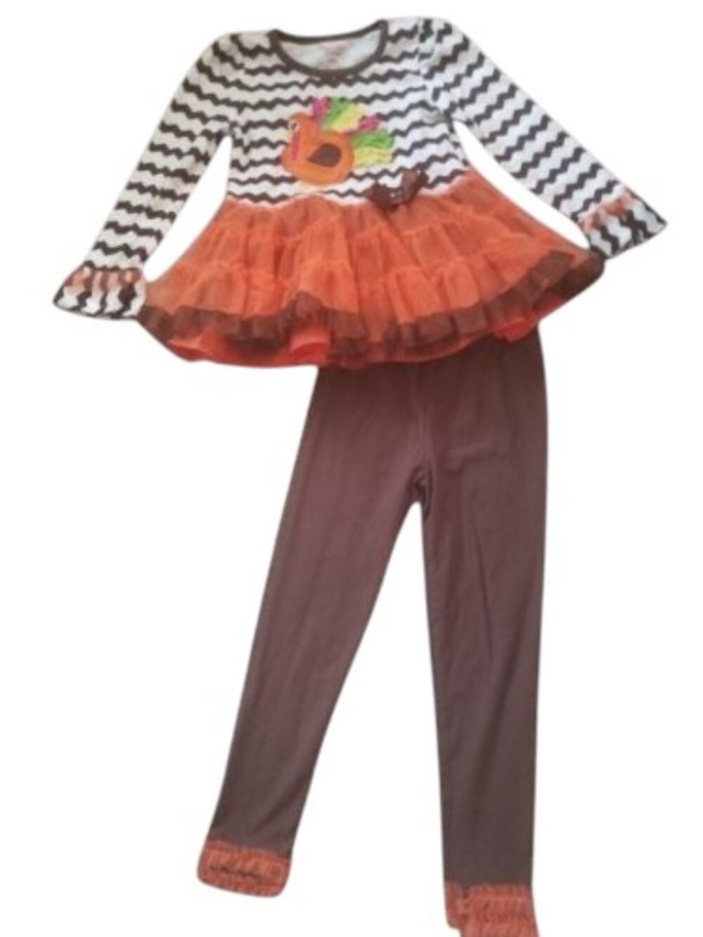 Nannette Brown and Orange Turkey Tutu Pant Set Girls Size 6X